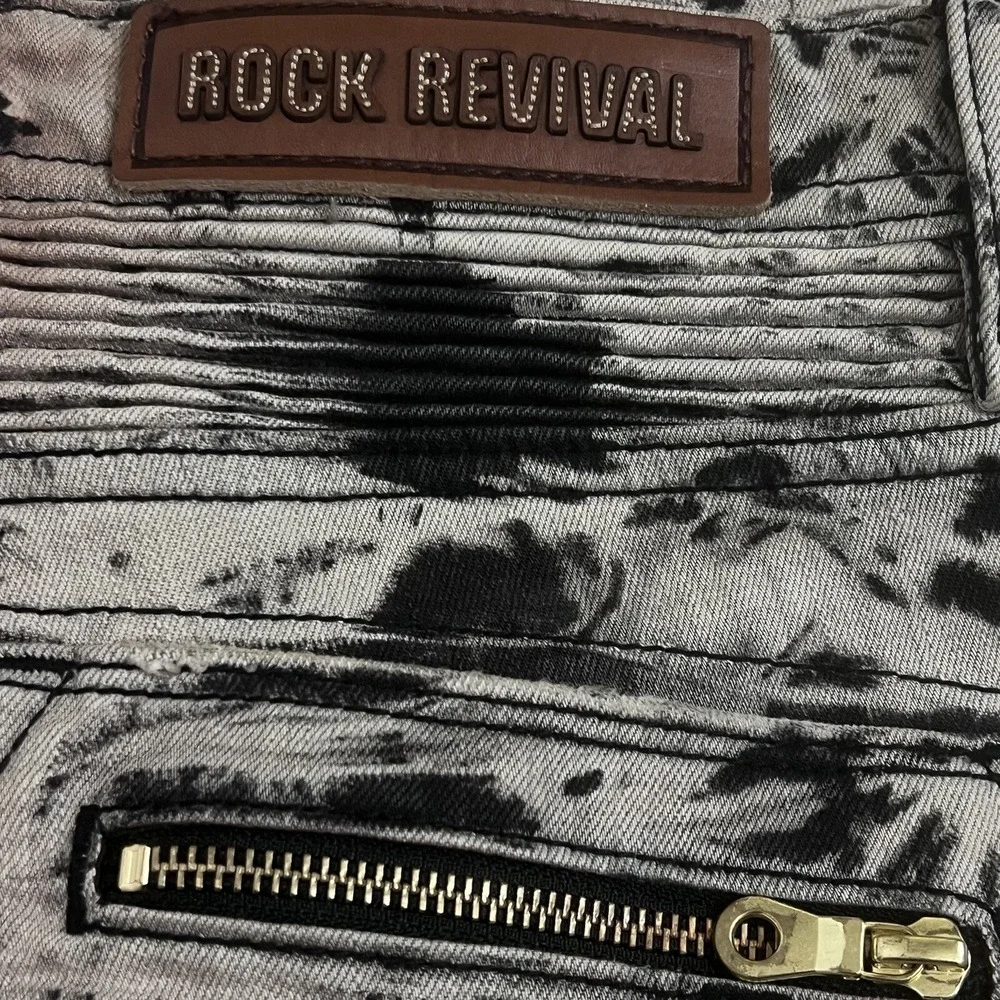 Rock Revival Jezek Jeans Skinny Straight Stretch Tie Rustic Dye Zippers Size 29